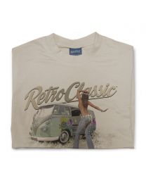 Camper and Hippie Bus Girl Tee - Sand