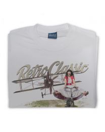 Old Biplane and Scarlet Fatale on Push Bike Mens T-shirt 