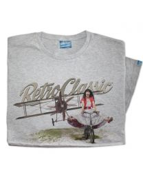 Old Biplane and Scarlet Fatale on Push Bike Mens T-shirt 