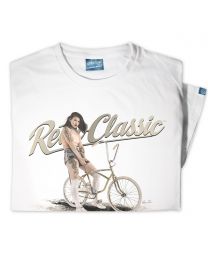 Vintage Muscle Bike and Model Mia Mens T-Shirt