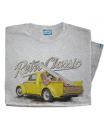 Bryn Jones Yellow Bug Truck and Surf Chick Victoria Summers Tee - White