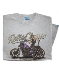 Dee Macias and her Custom Purple Bobber Motorbike Mens T-Shirt