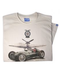Mens BRM V16 Classic Race Car and Spitfire Tee - Sand
