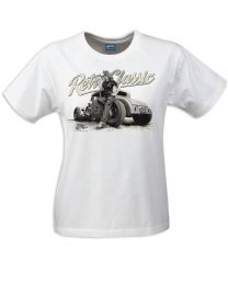 Ford Model A Hot Rod & Rina Bambina B/W Ladies T-Shirt