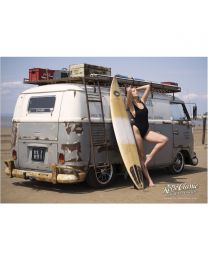 Jessica Johansen, Harbour Surfbus and Surfboard A2 Art print/poster