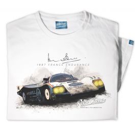 Mens '1987 France Endurance' Official Derek Bell Classic Race Car T-Shirt