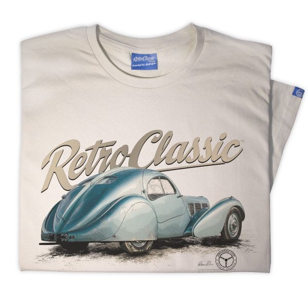 Classic Bugatti Type 57 SC Atlantic Car Mens T-shirt - Image 3