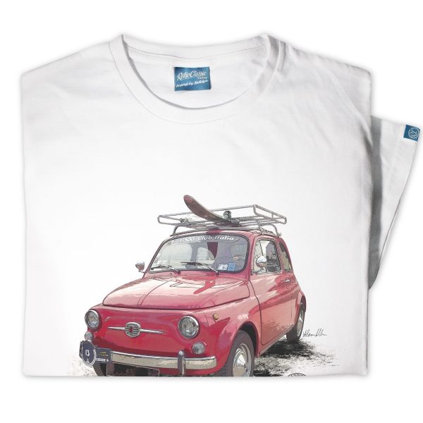 Classic 1965 Fiat 500 Car Mens T-shirt - Image 3