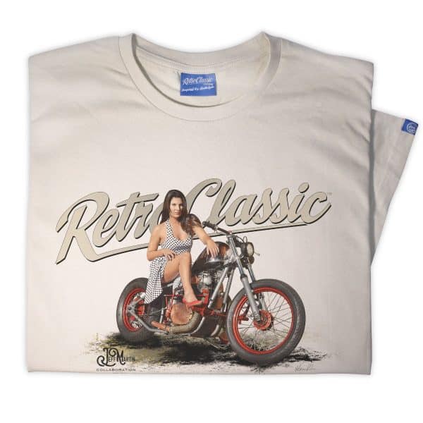 1980 XS650 bar hooper Motorbike and Georgina Cabarga Mens T-Shirt - Image 3