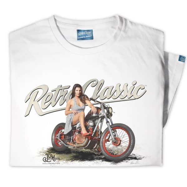 1980 XS650 bar hooper Motorbike and Georgina Cabarga Mens T-Shirt