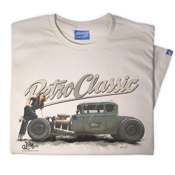 Classic Ford Model A Hot Rod & Rina Bambina Pin-up T-Shirt - Image 3