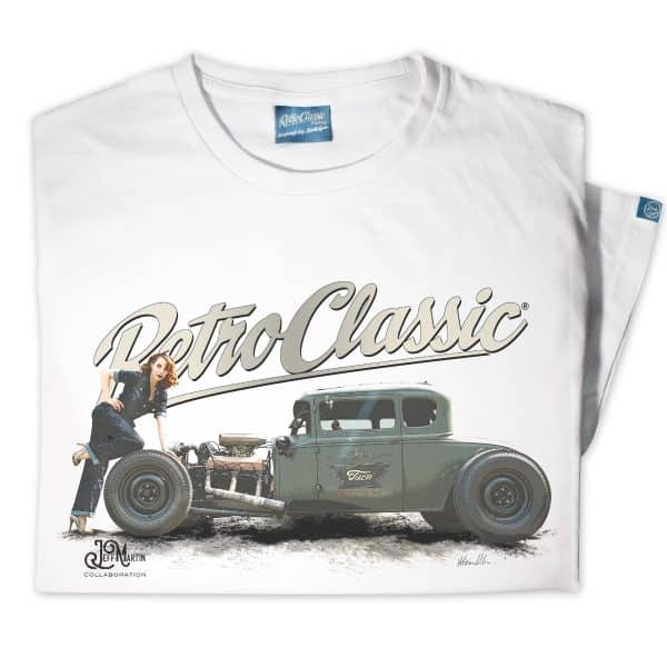 Classic Ford Model A Hot Rod & Rina Bambina Pin-up T-Shirt - Image 5