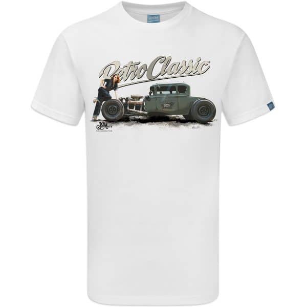 Classic Ford Model A Hot Rod & Rina Bambina Pin-up T-Shirt - Image 6