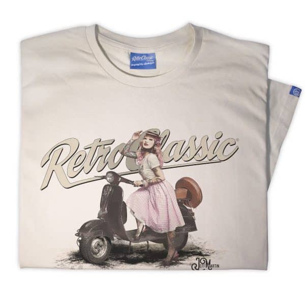 Miss Alice Meow and Retro Vespa Scooter Mens T-shirt