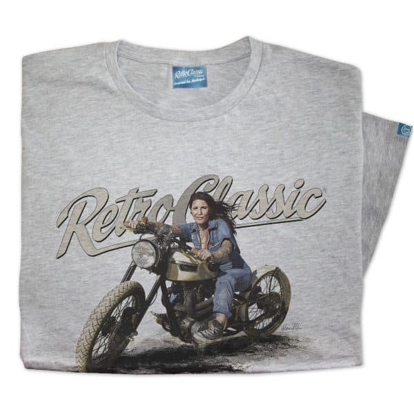 Custom Classic Boardtracker Motorcycle & Pin-Up Model Meagan Jean T-Shirt