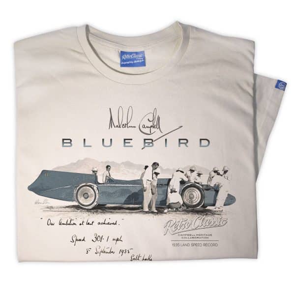 1935 Malcolm Campbell 'True Friend' Bluebird Railton V Car T-Shirt - Image 3