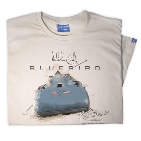 1935 Malcolm Campbell 'Gary Harman's Speed' Bluebird Railton V Car T-Shirt - Image 6