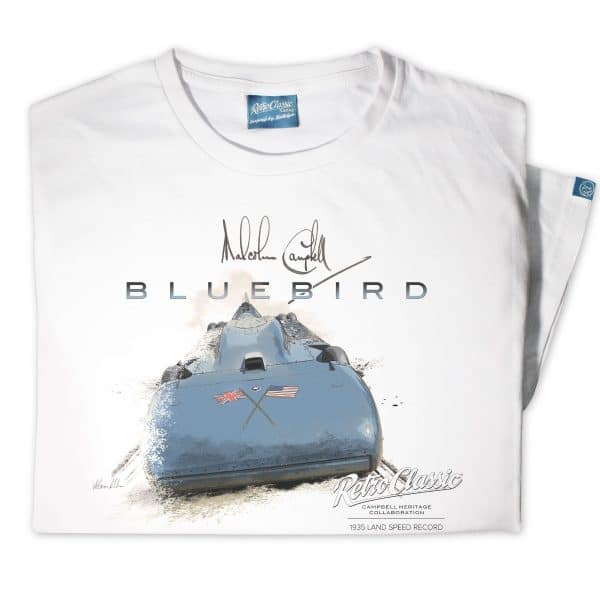 1935 Malcolm Campbell 'Gary Harman's Speed' Bluebird Railton V Car T-Shirt - Image 4