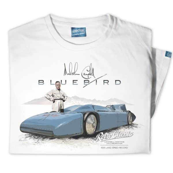 1935 Malcolm Campbell 'Gary Harman's Land Speed' Bluebird Railton V Car T-Shirt - Image 3