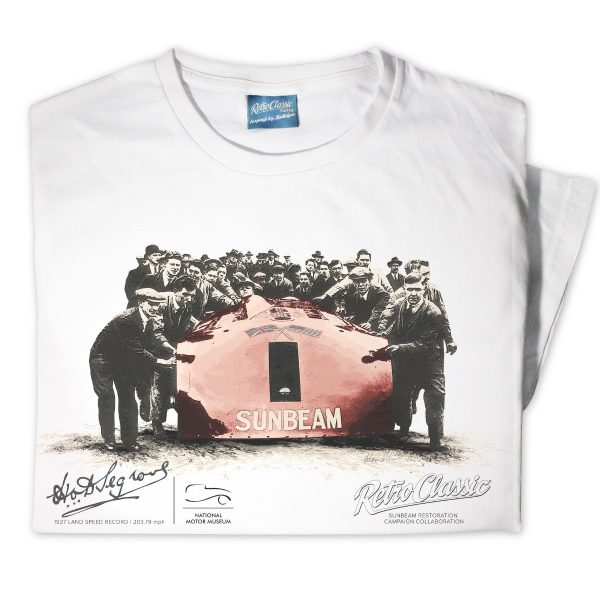 Mens Sunbeam 1000HP (Pushout) Restoration Project Collaboration Land Speed Car T-Shirt - Image 5