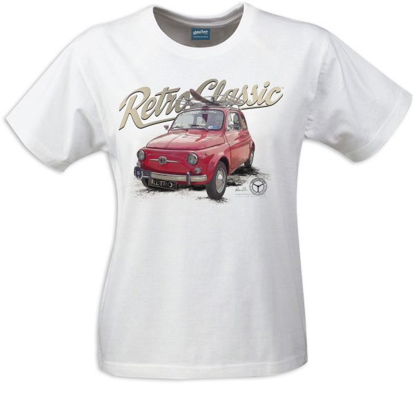 Ladies Classic 1965 Fiat 500 Car T-shirt - Image 2